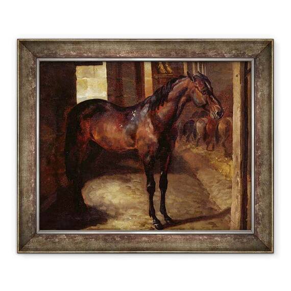 Tablou inramat - Theodore Gericault - Armasarul anglo-arab in grajdurile imperiale de la Versailles - - Roveli