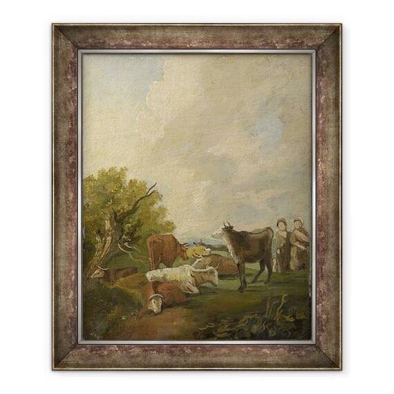 Tablou inramat - Thomas Gainsborough - Cifre si bovine intr-un peisaj - - Roveli