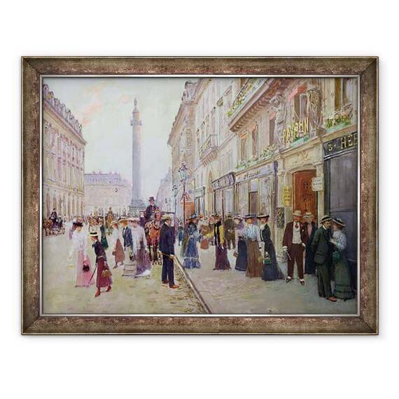 Tablou inramat - Jean Beraud - Muncitorii parasesc Maison Paquin, in rue de la Paix - - Roveli
