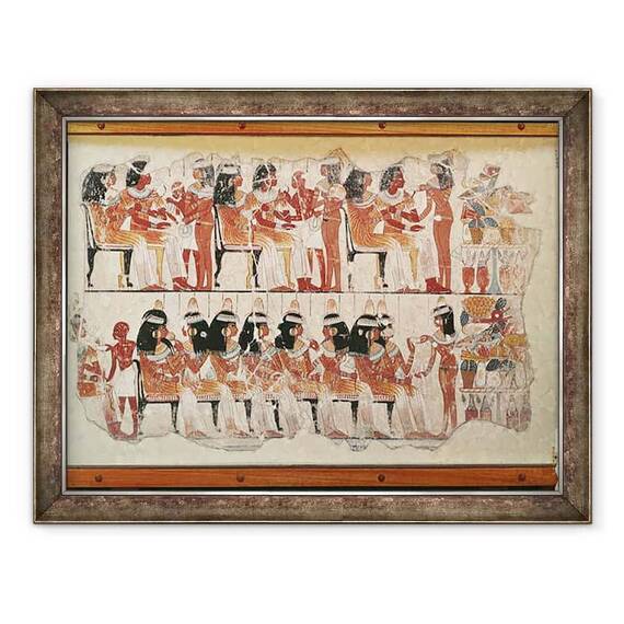 Tablou inramat - Egyptian 18th Dynasty - Scena banchetului, din Teba - - Roveli