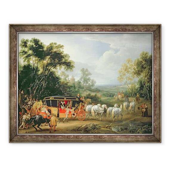 Tablou inramat - Adam Frans van der Meulen - Ludovic al XIV-lea 1638-1715, in antrenorul sau de stat - - Roveli