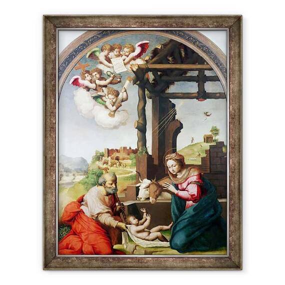 Tablou inramat - Biagio Pupini - Adorarea Copilului Sfant - - Roveli