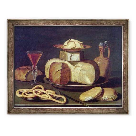 Tablou inramat - Osias Beert the Elder - Natura moarta cu paine, branza - - Roveli