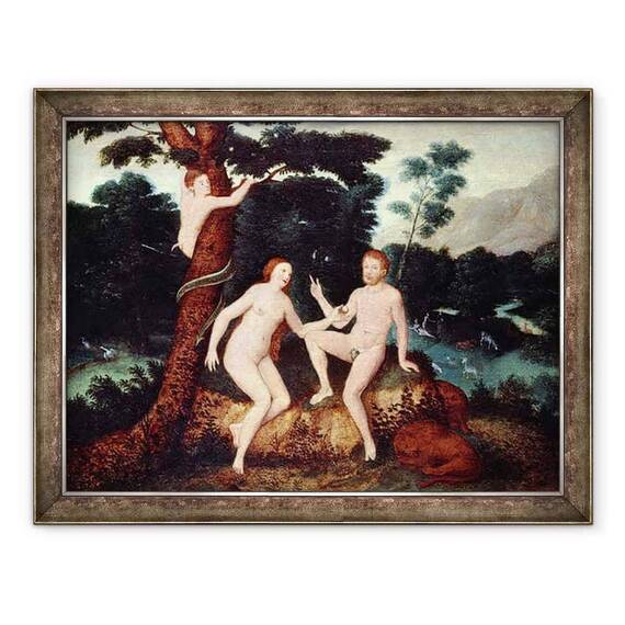 Tablou inramat - Lucas Cranach - Adam si Eva in Gradina Edenului - - Roveli