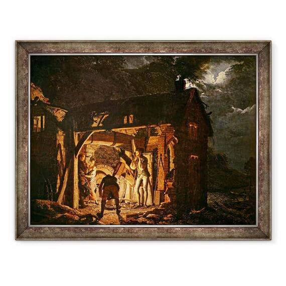 Tablou inramat - Joseph Wright - Forja de fier vazuta din Fara - - Roveli