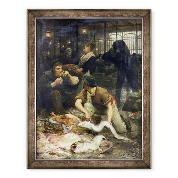 Tablou inramat - Victor Gabriel Gilbert - Piata de peste in dimineata - - Roveli