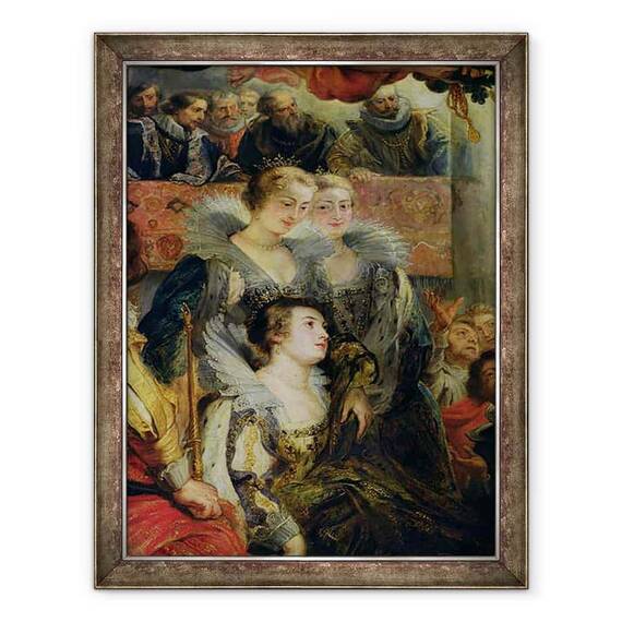 Tablou inramat - Peter Paul Rubens - Ciclul Medici, incoronarea Mariei de Medici 1573-1642 la St. Denis, 13 mai 1610, detaliu al Printeselor Guemenee si Conti - - Roveli