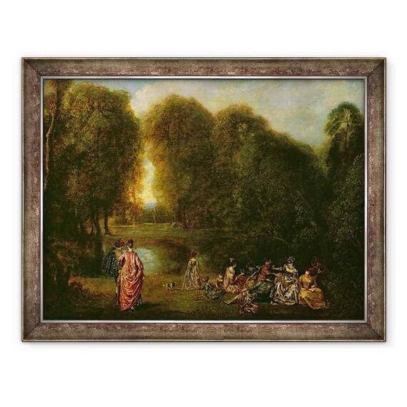 Tablou inramat - Jean Antoine Watteau - O intalnire intr-un parc - - Roveli