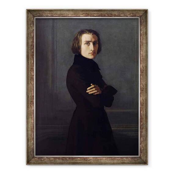 Tablou inramat - Henri Lehmann - Portretul lui Franz Liszt 1811-86 1839 - - Roveli