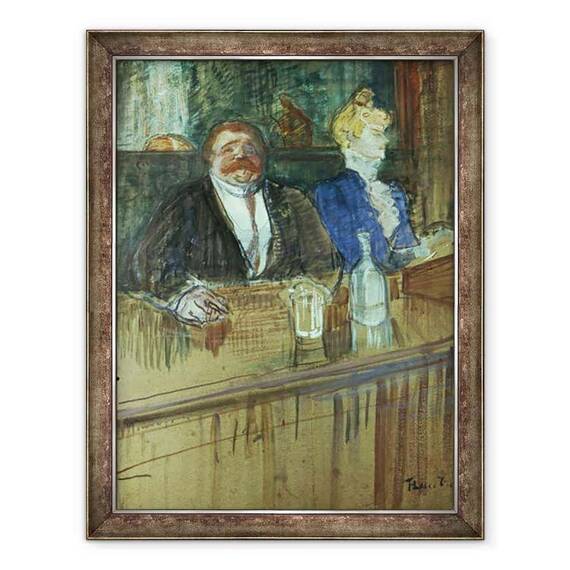 Tablou inramat - Henri de Toulouse-Lautrec - in bar, Proprietarul de grasime si casierul anemic - - Roveli