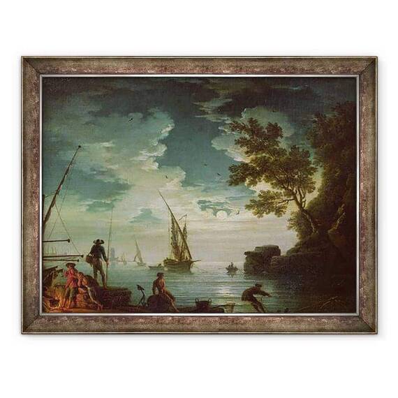 Tablou inramat - Claude Joseph Vernet - Seascape, Lumina lunii - - Roveli