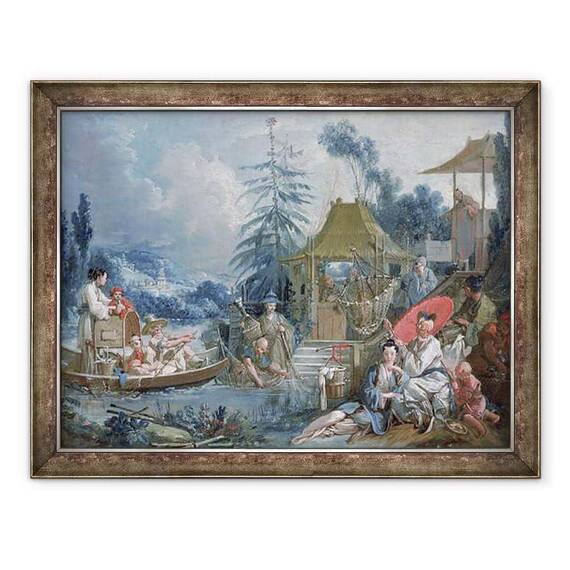 Tablou inramat - Francois Boucher - Pescarii chinezi - - Roveli