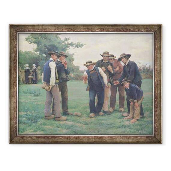 Tablou inramat - Theophile Louis Deyrolle - Joc Boules la marginea Concarneau - - Roveli