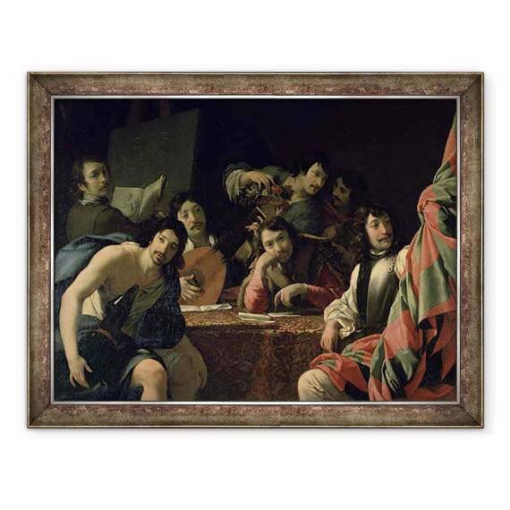 Tablou inramat - Eustache Le Sueur - Reuniunea artistului - - Roveli