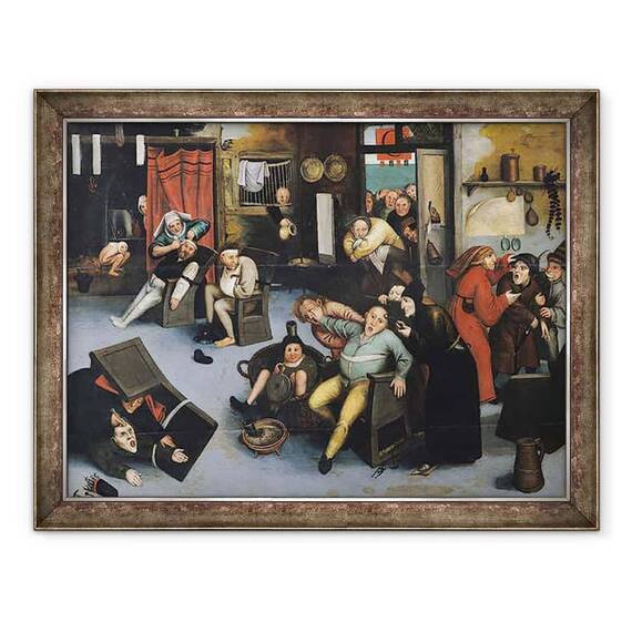 Tablou inramat - Pieter Bruegel the Elder - Taierea Pietrei Nebuniei sau a unei operatii pe cap - - Roveli