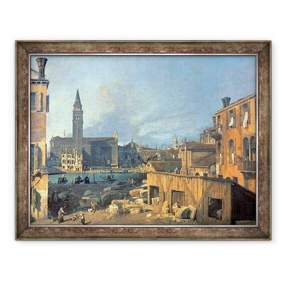 Tablou inramat - Canaletto - Venetia, Campo San Vidal si Santa Maria della Carita Curtea Pietrasului 1727-28 - - Roveli