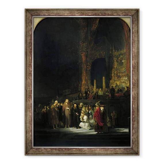 Tablou inramat - Rembrandt Harmensz van Rijn - Femeia luata in adulter - - Roveli