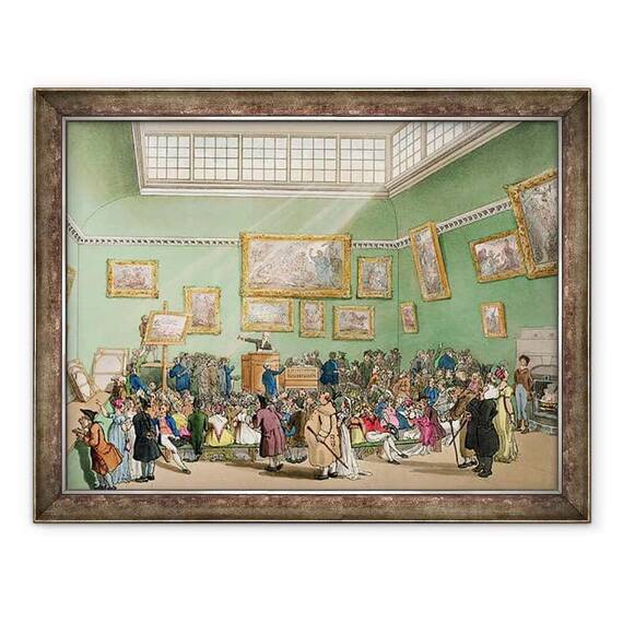 Tablou inramat - T. Rowlandson - Sala de licitatii Christies, acvatinted de J. Bluck fl.1791-1819 din Ackermann, Microcosm of London, vol 1 - - Roveli