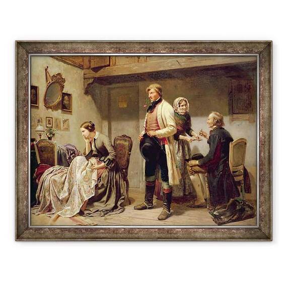 Tablou inramat - Carl Wilhelm Huebner - Un toast pentru cuplul angajat - - Roveli