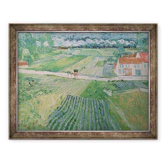 Tablou inramat - Vincent van Gogh - Peisaj la Auvers dupa ploaie Peisaj cu trasura si tren - - Roveli