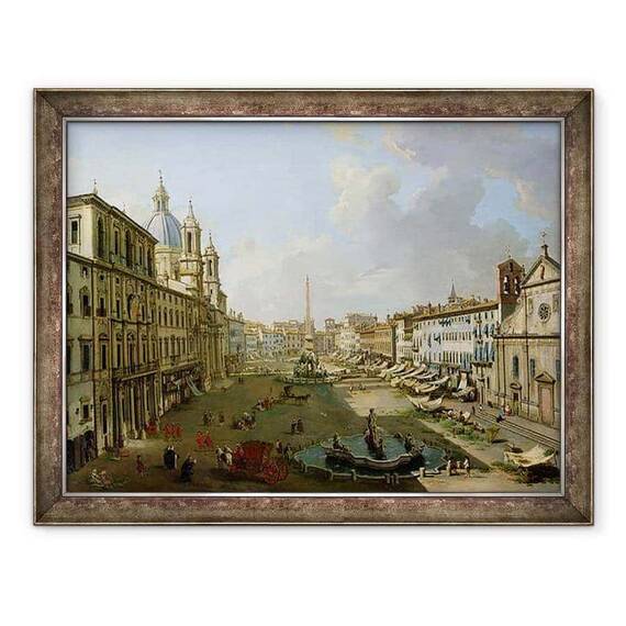 Tablou inramat - Giovanni Paolo Pannini - Piazza Navona din Roma - - Roveli