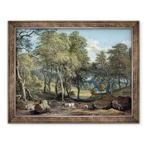 Tablou inramat - Paul Sandby - Padurea Windsor cu lemn de tragere de boi - - Roveli