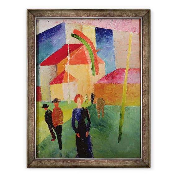Tablou inramat - August Macke - Biserica Decorata cu Drapele - - Roveli