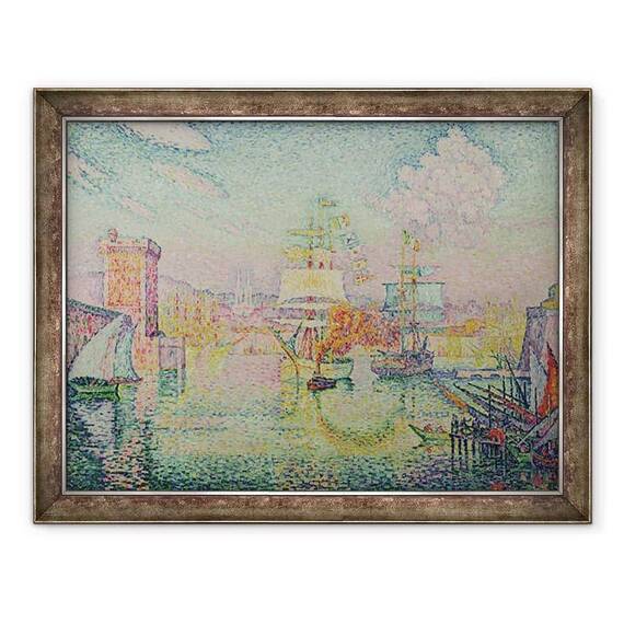 Tablou inramat - Paul Signac - Intrarea in portul Marsilia - - Roveli