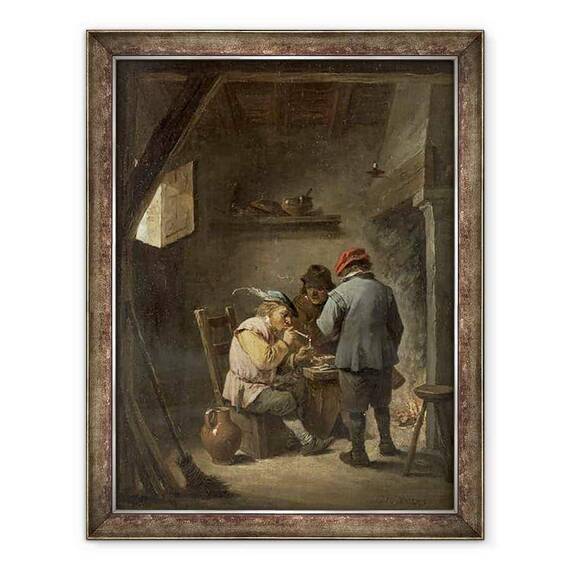 Tablou inramat - David Teniers the Younger - taranii de un han de foc - - Roveli