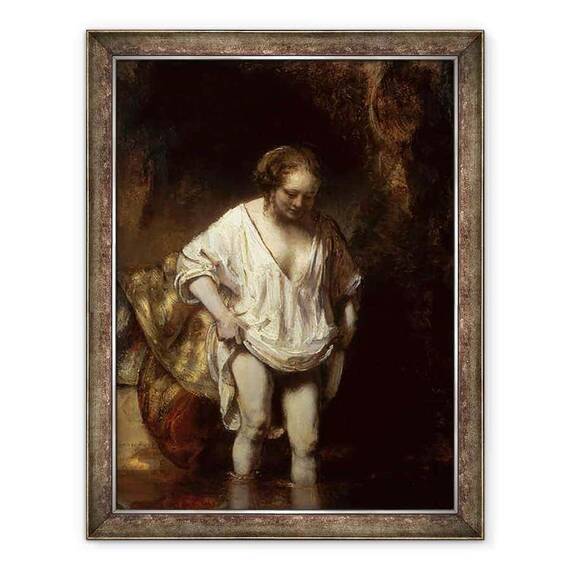 Tablou inramat - Rembrandt Harmensz van Rijn - Femeie de baie intr-un parau - - Roveli