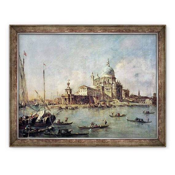Tablou inramat - Francesco Guardi - Venetia, Punta della Dogana cu Santa Maria della Salute - - Roveli