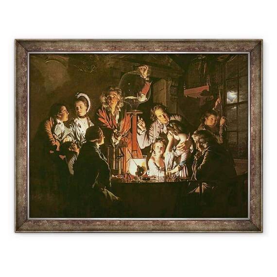 Tablou inramat - Joseph Wright - Un experiment pe o pasare in pompa de aer - - Roveli