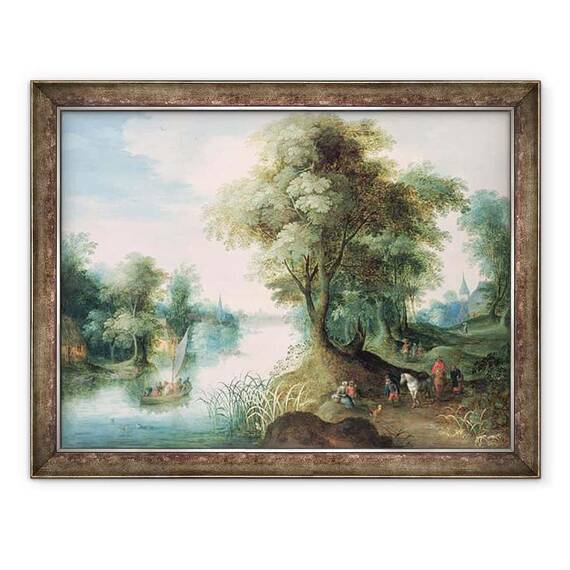 Tablou inramat - Jan Brueghel the Elder - Peisaj cu rau I - - Roveli