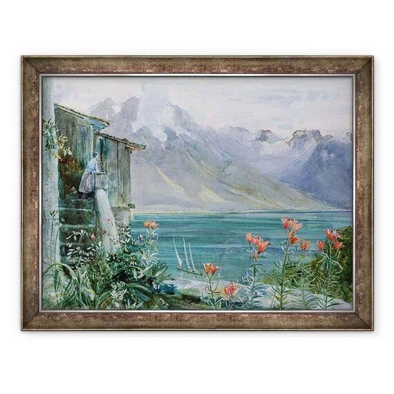 Tablou inramat - John William Inchbold - Ferritet, Lake Geneva - - Roveli
