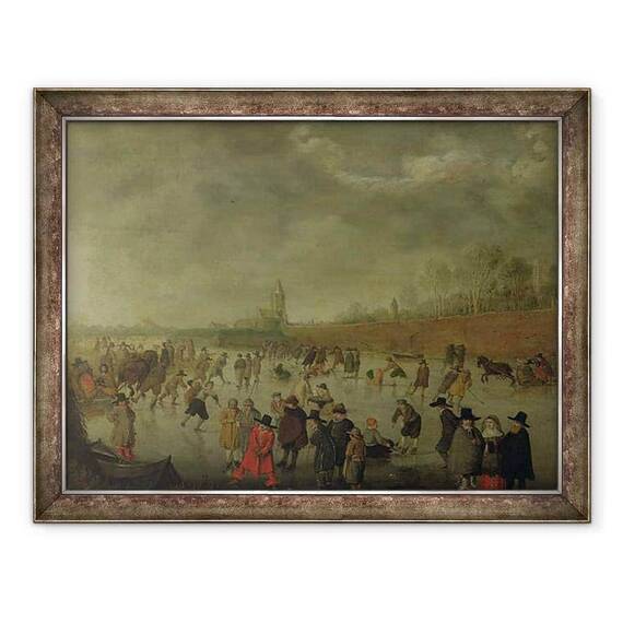 Tablou inramat - Barent Avercamp - Scene de patinaj la Kampen - - Roveli