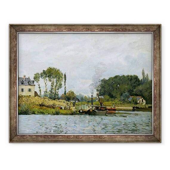 Tablou inramat - Alfred Sisley - Barci la incuietoarea de la Bougival - - Roveli