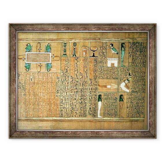 Tablou inramat - Egyptian 19th Dynasty - Detaliu ilustrand decedatul si Ba lui, din Cartea mortilor scribului Orice - - Roveli