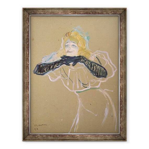 Tablou inramat - Henri de Toulouse-Lautrec - Yvette Guilbert 1867-1944 cantand Linger, Longer, Loo - - Roveli