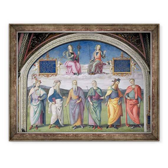 Tablou inramat - Pietro Perugino - Lunette de Prudence si Justitie, de la Sala dellUdienza - - Roveli