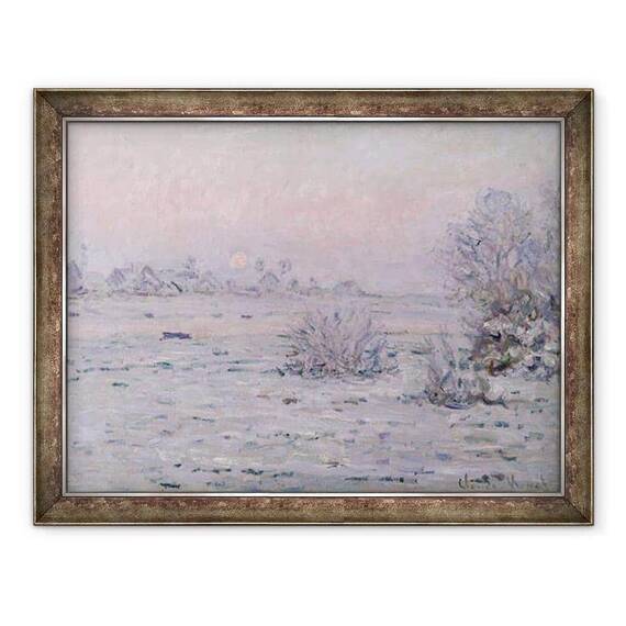 Tablou inramat - Claude Monet - Peisaj cu zapada la Amurg - - Roveli