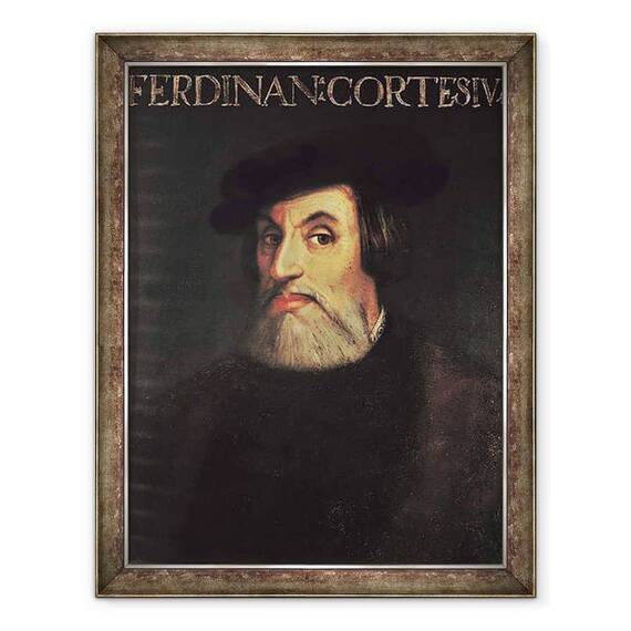 Tablou inramat - Scoala Italiana - Portretul lui Hernando Cortes 1485-1547 - - Roveli