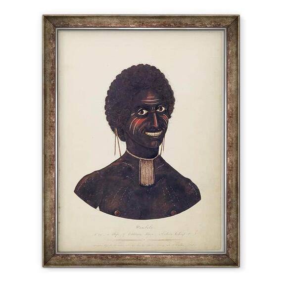 Tablou inramat - Richard Browne - Wambela, sotia lui Cobbawn Wogi, seful nativ al portului Stephen, NSW - - Roveli