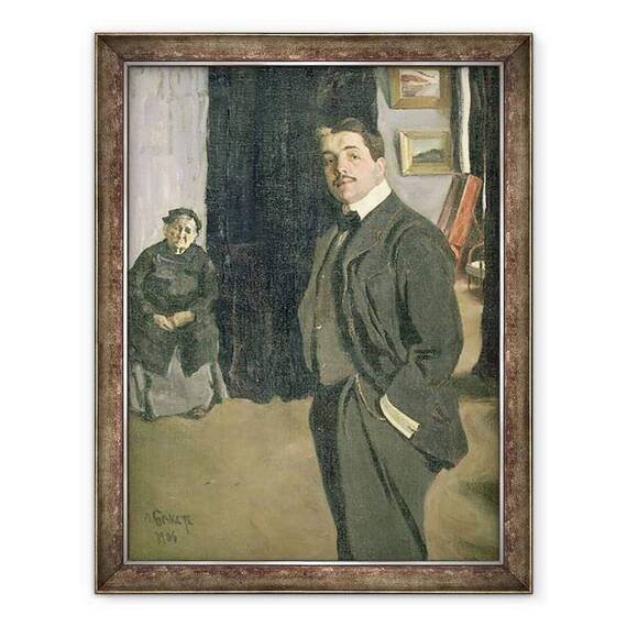 Tablou inramat - Leon Bakst - Portretul lui Serghei Pavlovici Diaghilev 1872-1929 cu asistenta sa - - Roveli