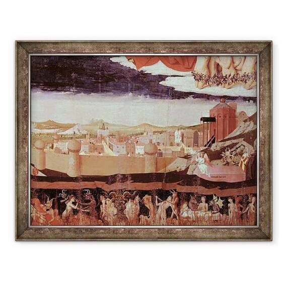 Tablou inramat - Enguerrand Quarton - Blestematii din iad, de la incoronarea Fecioarei - - Roveli
