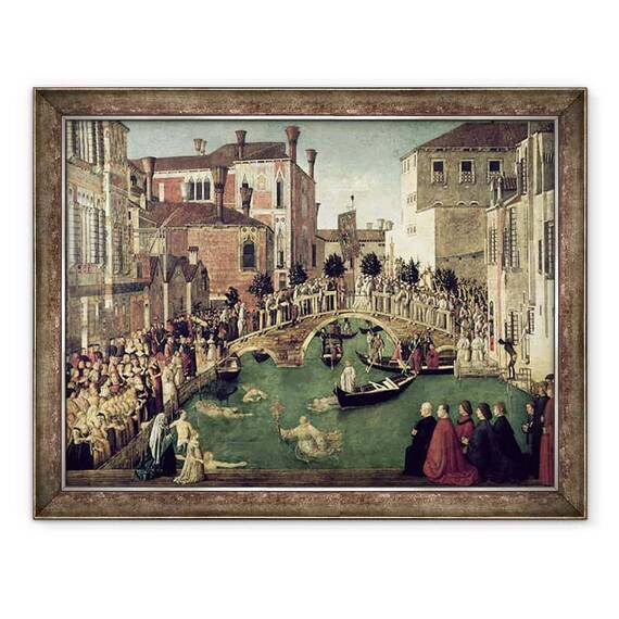 Tablou inramat - Gentile Bellini - Miracolul Crucii pe podul San Lorenzo - - Roveli