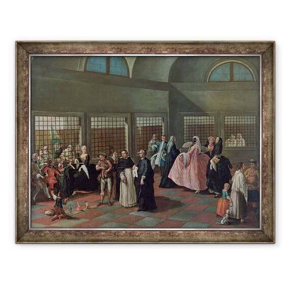 Tablou inramat - Pietro Longhi - Saloul de vizitare in manastire - - Roveli