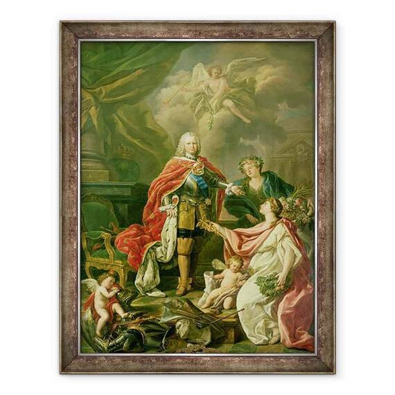 Tablou inramat - Antonio Gonzalez Ruiz - Ferdinand VI 1713-59 ca patron al artelor si stiintelor - - Roveli