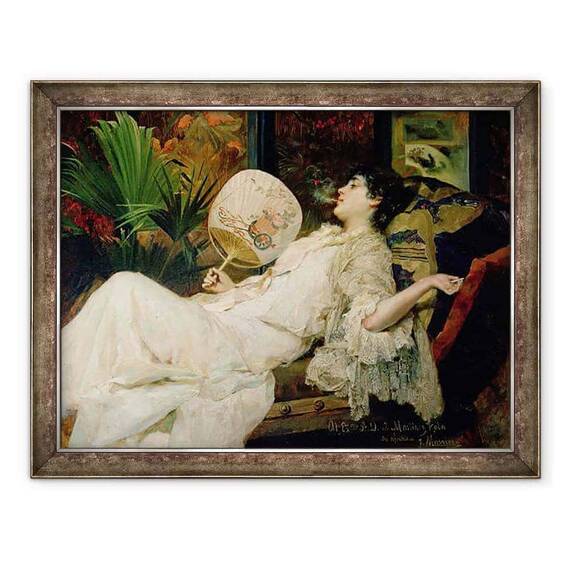 Tablou inramat - Francisco Masriera y Manovens - Tanara femeie fumatori - - Roveli