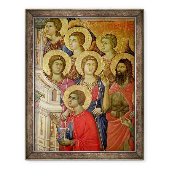 Tablou inramat - Duccio di Buoninsegna - Maesta, Detaliile Sfintilor, inclusiv Sfantul Ioan Botezatorul - - Roveli
