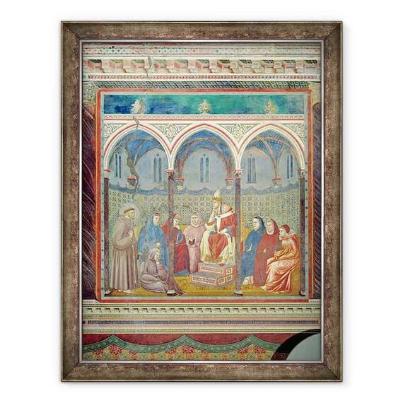 Tablou inramat - Giotto di Bondone - Sfantul Francisc Predica Papei Honorius al III-lea - - Roveli